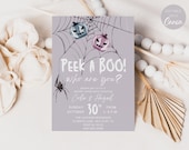 Peek A Boo! Halloween Gender Reveal Invite Template, Invitation Template INSTANT download