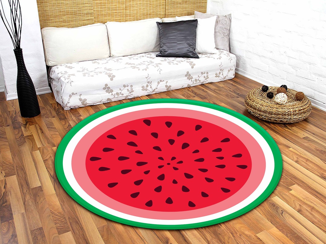Watermelon Rug Watermelon Design Rug Watermelon Circle Rug Etsy