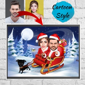 Cartes de Noël de couple de dessins animés, cartes de vacances, cadeaux de Noël personnalisés pour petit ami, petite amie, meilleur ami, mari, lui, hommes, femmes