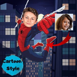 Personalisierte Spiderman Portrait, Custom Spiderman Portrait Karikatur, Personalisierte Superhelden Portrait, Spiderman Geburtstagsgeschenk