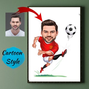 Fußballspieler Geschenk für Männer, Fußball Themen Cartoon Geschenk, Fußballer Karikatur Geschenk vom Foto, Geschenk für Ihn