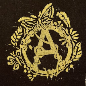 Anarchy butterfly patch! Sew on punk patch! Gold and rose gold!