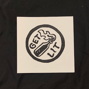 PRINT! Get lit! Linocut print! Revolution print! Punk print! Anarchy print! Molotov print!