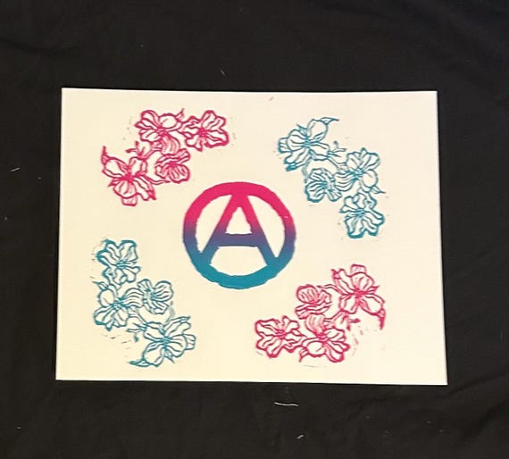 Anarchy Dogwood Flower Linocut Print: Hand-printed Linocut Art