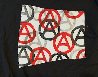 Hand Printed Anarchy Sew-On Patch: Multiple Sizes