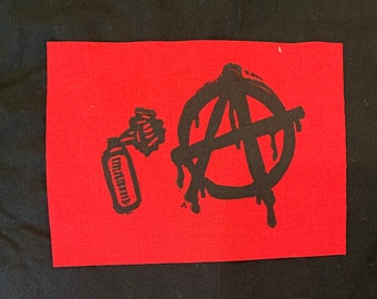 Anarchy Graffiti Patch: Hand-Printed Sew-On Punk Patch