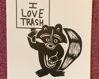 I Love Trash Raccoon Sticker (4x4”)
