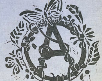 Anarchy Butterfly Patch: Hand-Printed Sew-On Punk Patch