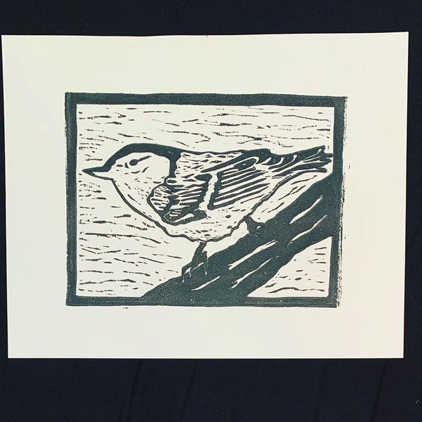 PRINT! Nuthatch! Bird! Nature linocut print!