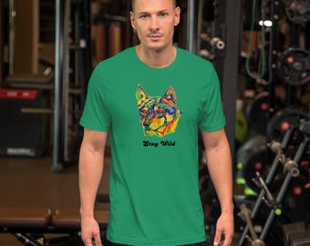 Wolf Graphic Tee- &quot;Stay Wild&quot; - Colourful Unisex Graphic Tee for Nature Lovers