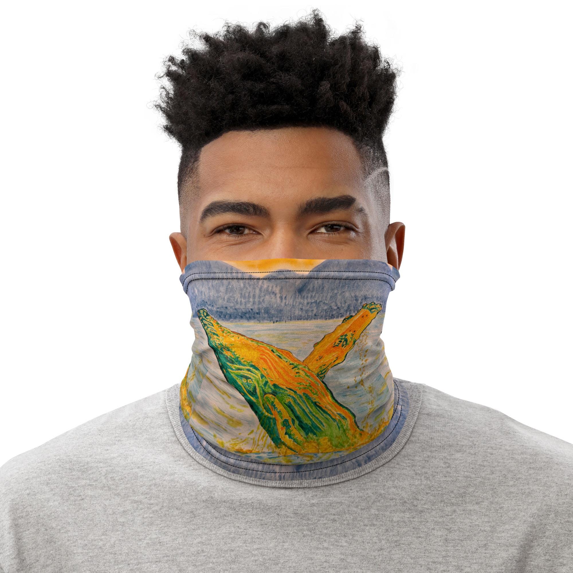 Humpback Whale Art Buff- Hand-painted Ocean-Inspired Neck Gaiter