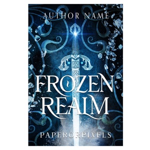 Copertina di libro fantasy preconfezionata con una spada per autori indipendenti