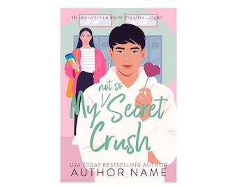 Portada prediseñada de comedia romántica con personajes asiático-americanos