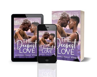 May include: A book cover, tablet, and smartphone display the title "The Deepest Love" with a romantic image of two people embracing. The book cover and digital devices feature the author's name and "USA Today Bestselling Author."