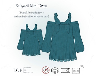Puffed Sleeve Frilly Blouse Sewing Pattern (PDF Pattern)