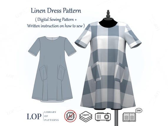 navy blue dress for baby girl Lazy girl's guide to sewing a simple linen dress - with pockets!