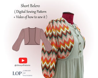 Short Bolero Sewing Pattern, with Video Instructions to Sew it, Digital Sewing Pattern