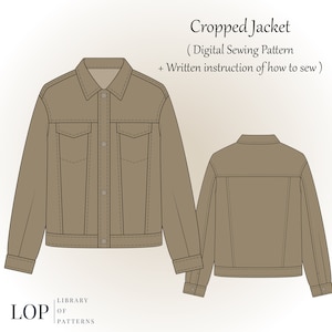 Cropped Jacket Sewing Pattern, with Written Instructions to Sew it, Digital Sewing Pattern