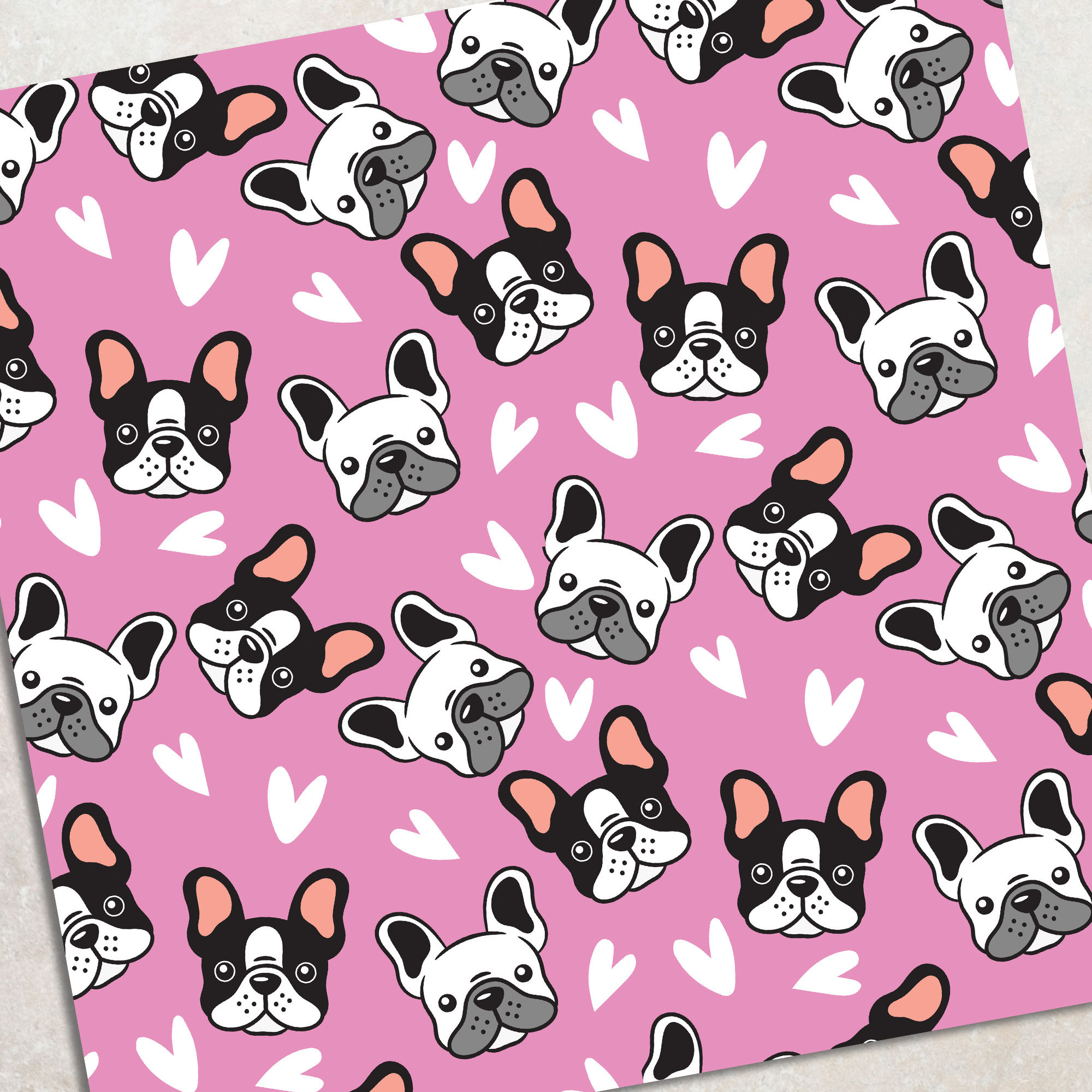 French Bulldog Seamless Pattern for Commercial Use French Bulldog