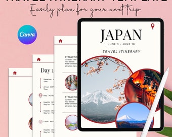 Digital Travel Itinerary Template Modern Minimal Editable Travel Planner Vacation Itinerary Template Download Goodnotes