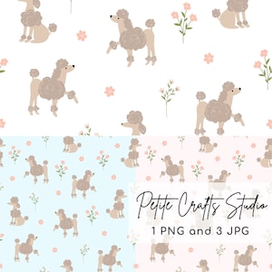 Bloemenpoedel naadloze patroon JPG PNG Tumbler Wrap bloemen hondenliefhebber baby deken patroon Small Business digitaal bestand direct downloaden