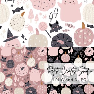 Joli motif bohème d'halloween sans couture rose motif bohème d'halloween mignon fantasmagorique papier numérique PNG JPG