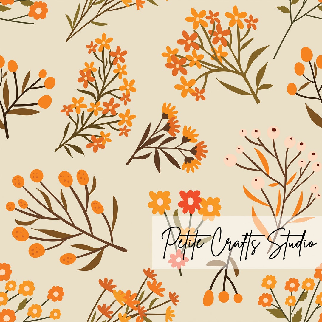 Fall Floral Seamless Pattern for Commercial Use Boho Vintage Fall ...