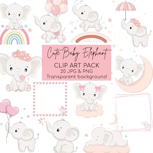 Joli bébé éléphant des cliparts Téléchargement instantané Décoration de baby shower éléphant PNG Joli cadres photo, Décoration pour bébé