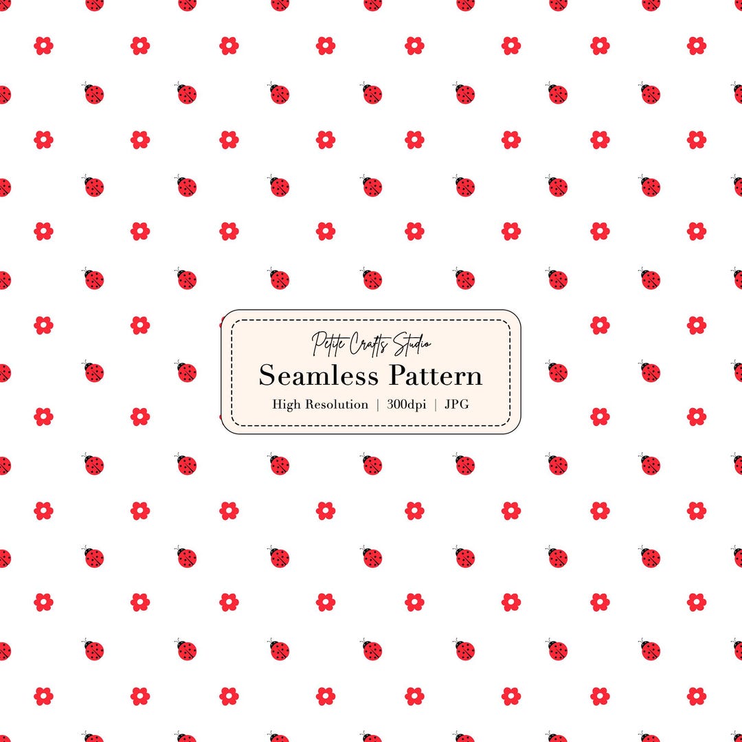 Lady Bug Spring Pattern Ladybug Floral Seamless Pattern – Cute Garden Bug Digital Paper, Spring ...