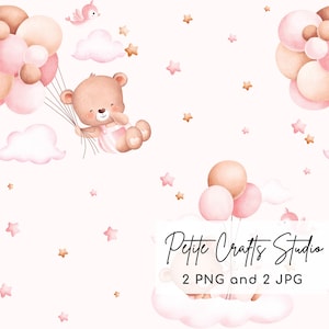Cute Bear Seamless Pattern Baby Bear con palloncino Ripetere Pattern Bear Tumbler Wrap Baby Blanket Nursery Wallpaper Download istantaneo