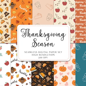 Thanksgiving Seamless Pattern For Commercial Use Fall Repeated Pattern Autumn Digital Paper Instant Download Fall Decorative Wallpaper