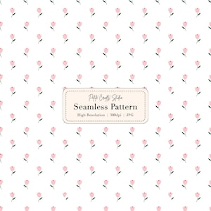 Simple Rose Seamless Pattern – Elegant Floral Digital Paper, Minimal Pink Rose Background, Romantic Fabric & Scrapbooking Design