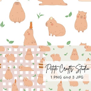 Capibara naadloze patroon schattig schattig Capibara patroon voor kleine bedrijven digitaal bestand Instant Download JPG PNG