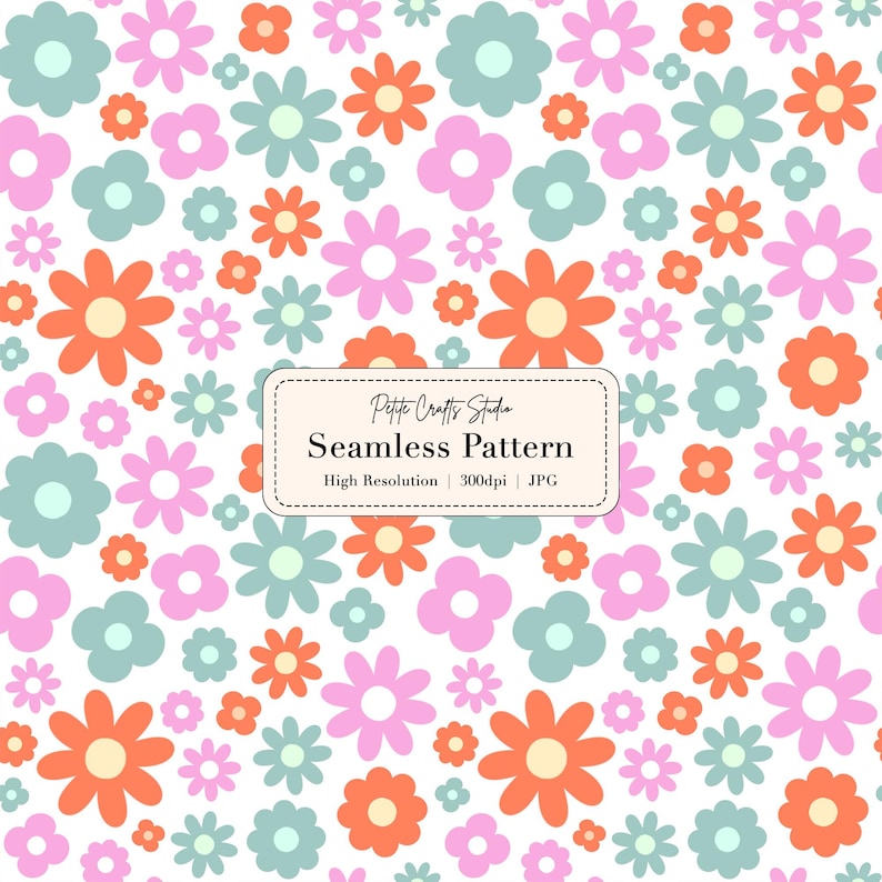 Retro Floral Seamless Pattern –groovy 70s Flower Digital Paper, Vintage ...