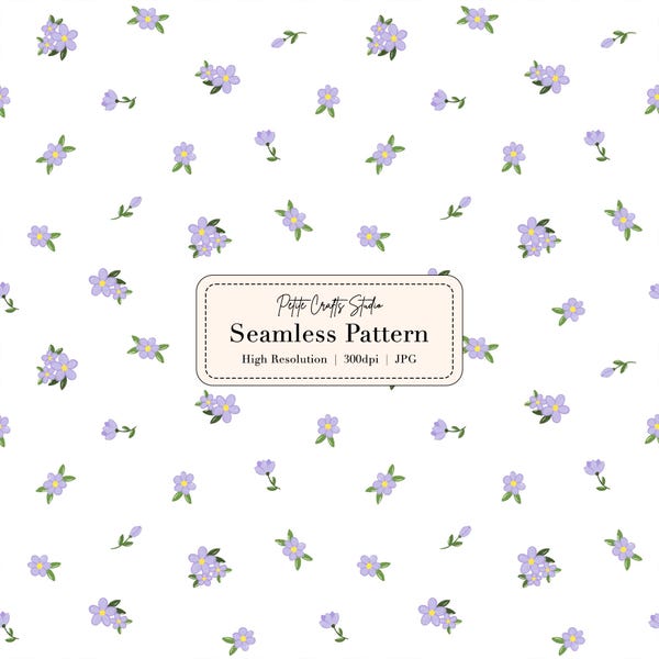 Mini Lavender Floral Seamless Pattern – Tiny Purple Flower Digital Paper, Small Scale Fabric Print, Cottagecore Scrapbooking Background