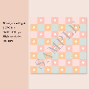 Summer Gingham Heart Seamless Pattern – Cute Picnic Check Digital Paper, Pastel Heart Background ...