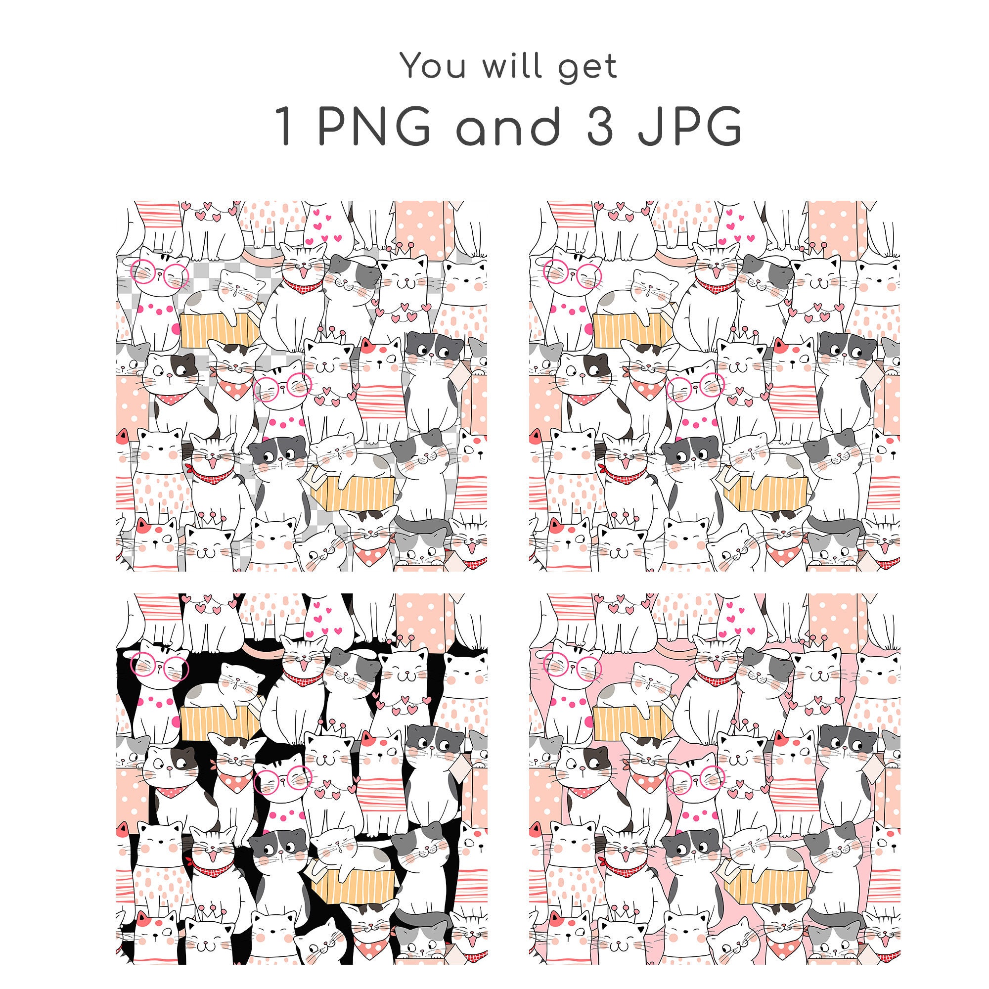 Cute Cat Seamless Pattern Cute Kittens Cat Repeat Pattern Seamless ...