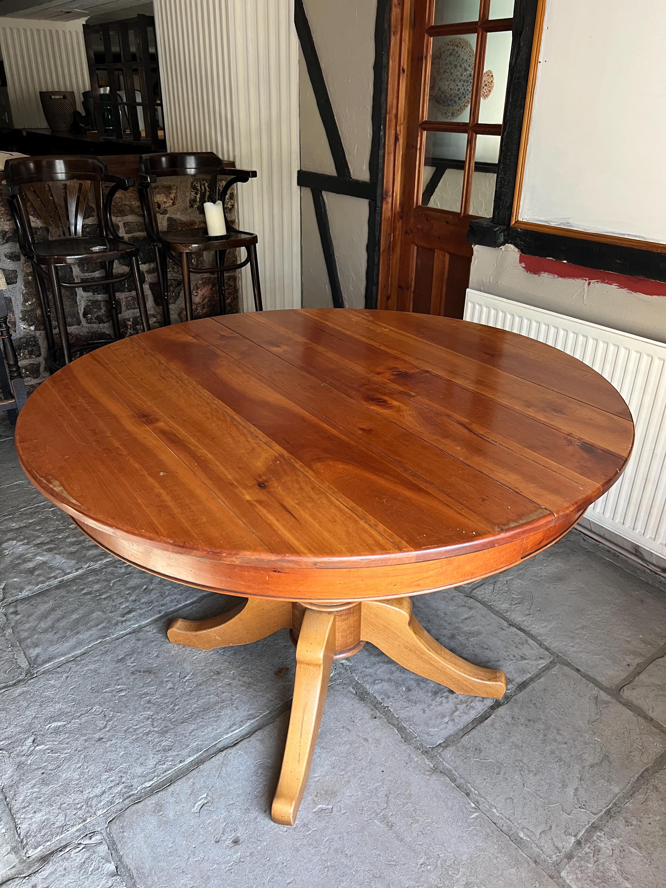 Solid Wood Round Polished Dining Table - Etsy UK