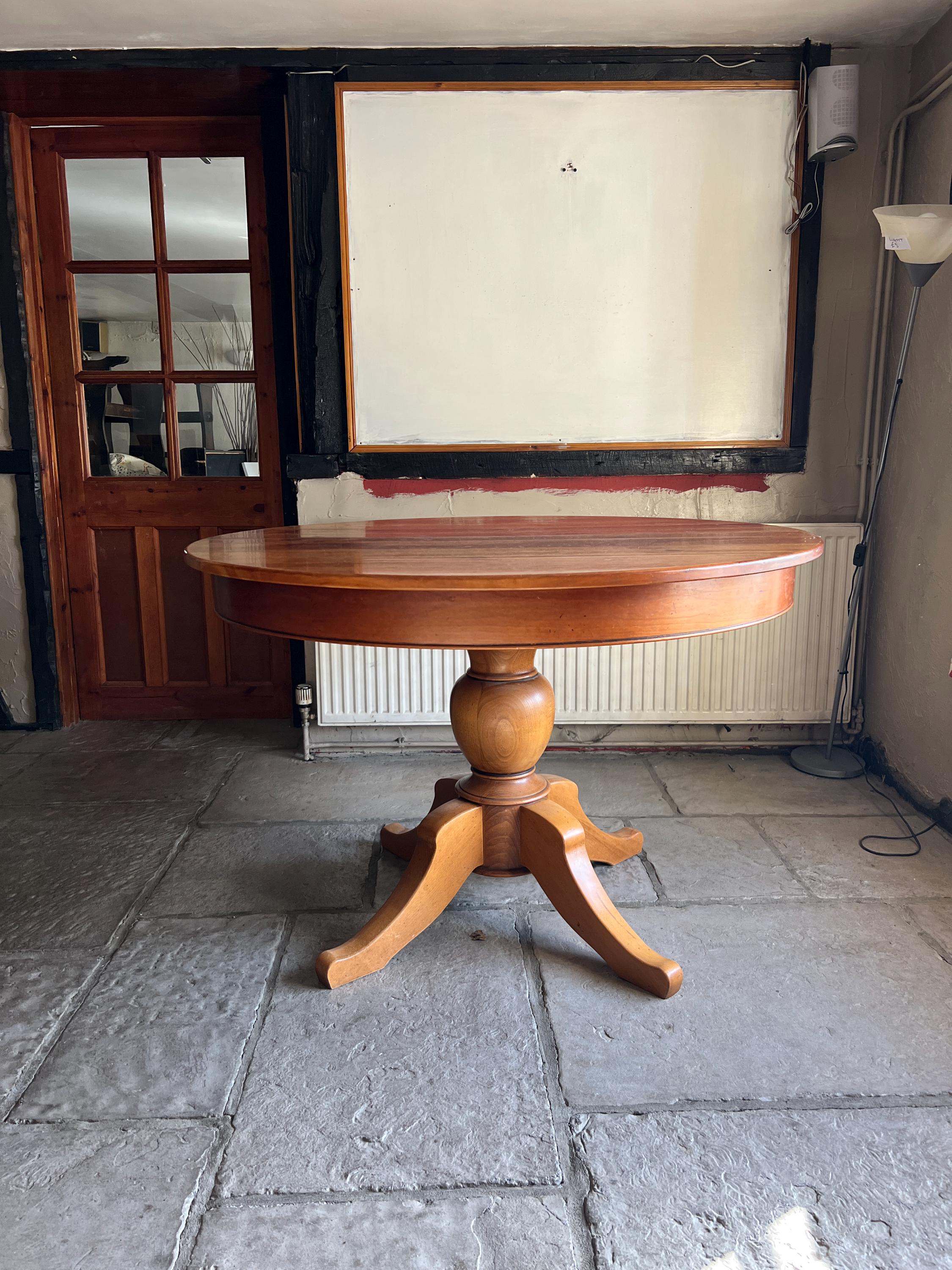 Solid Wood Round Polished Dining Table - Etsy UK