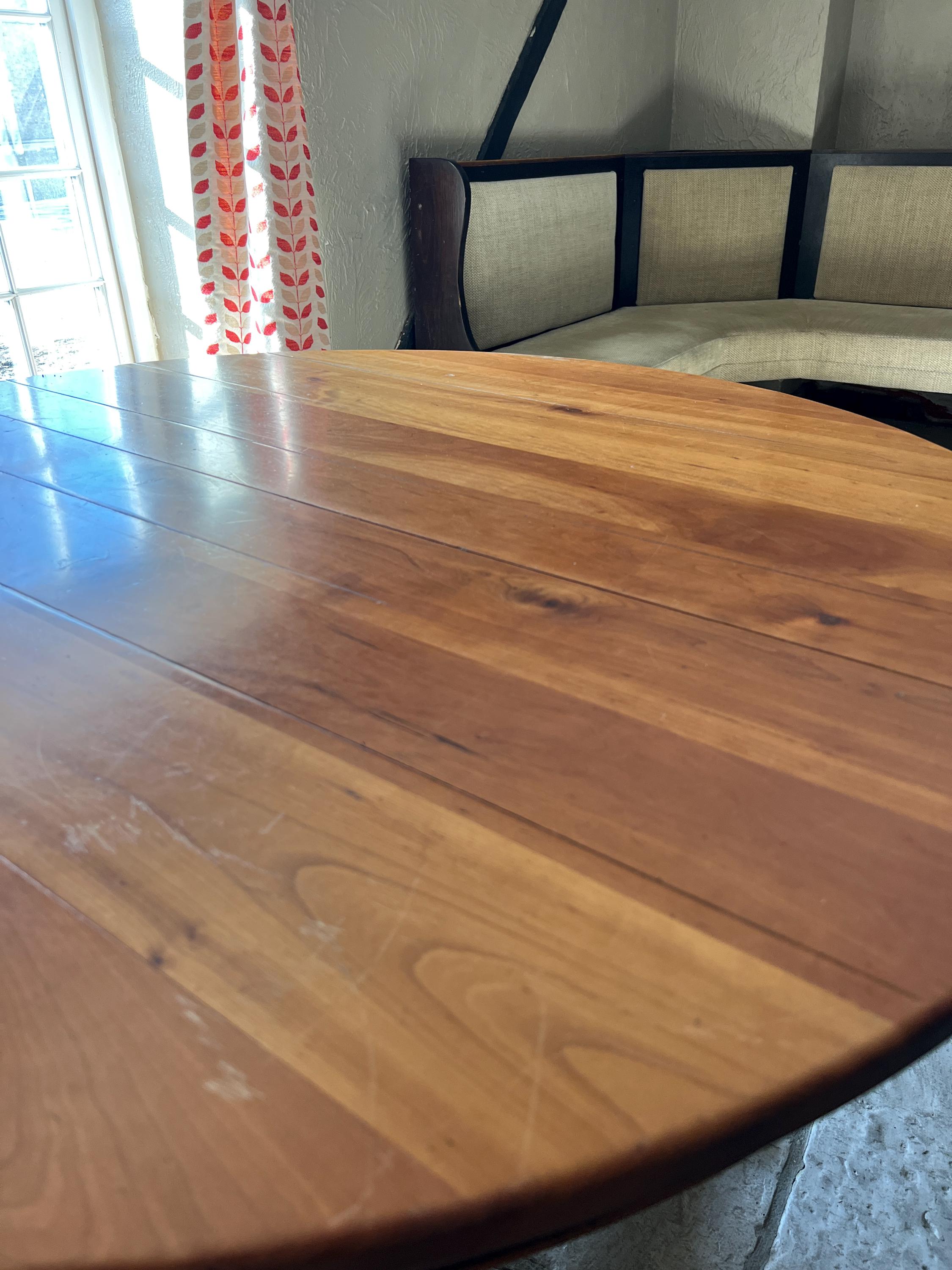 Solid Wood Round Polished Dining Table - Etsy UK
