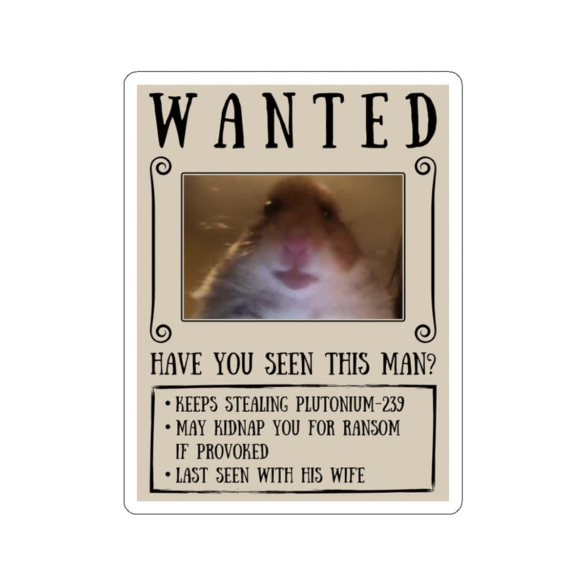 Staring Hamster Wanted Poster Sticker Hamster Stare Meme photo