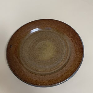Brown Speckled Plate with Blue Rim