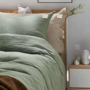 Juego de ropa de cama de muselina de algodón orgánico con certificado Oeko-Tex, funda nórdica de 135x200 y 80x80, incluye bolsa de tela para regalo para adultos y niños
