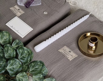 Musselin Bettwäsche Set Luxus Geschenk box  aus Bio-Baumwolle mit Kerzenständer Lavendelspray Kerze für Frauen Männer Freundin Mama Hochzeit