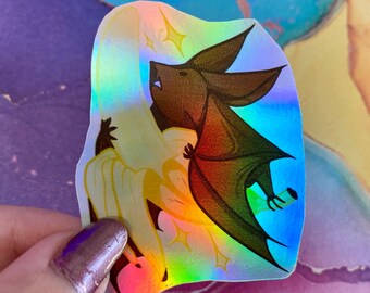 Holographic Banana Bat Sticker