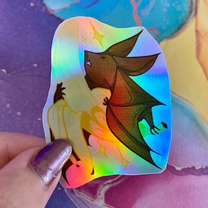 Holografischer Bananen-Fledermaus-Sticker