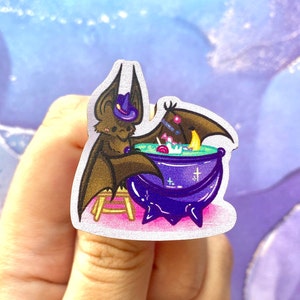 Witch Bat Maple Wood Pin High Detail Halloween Matte Print High Quality