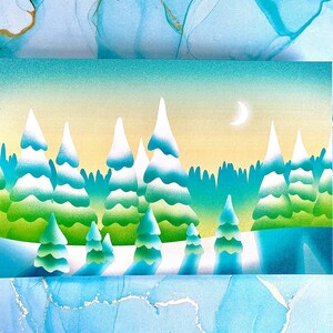 Cartolina robusta con retro vuoto Blue Pine Forest per lettere e decorazioni HQ