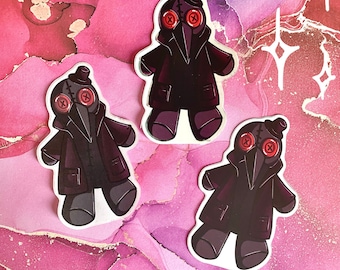 Plague Doctor Doll Stickers, Creepy Button Eyes, Homemade