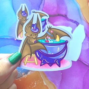 Witch Bat Vinyl Halloween Sticker HQ